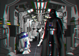Lord of the Dark Side in a chance encounter aboard a starship 3D Anaglyph
